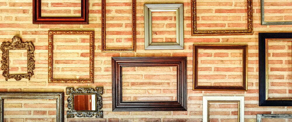 Empty old wooden frames to originally decorate an interior brick no need to be original
