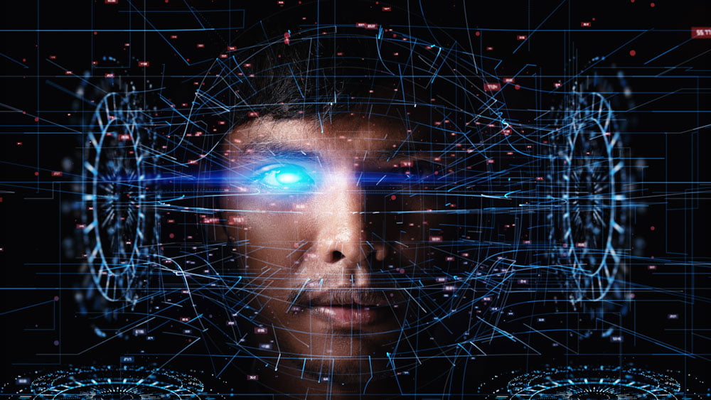 Concept of scientific technology and digital information.human b how technology has been applied