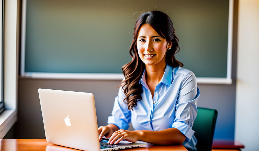 Female Teacher Working On Solo Project