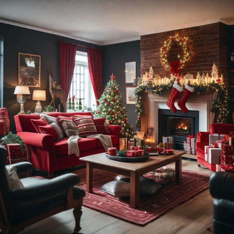 Living Room With Christmas Celebration
