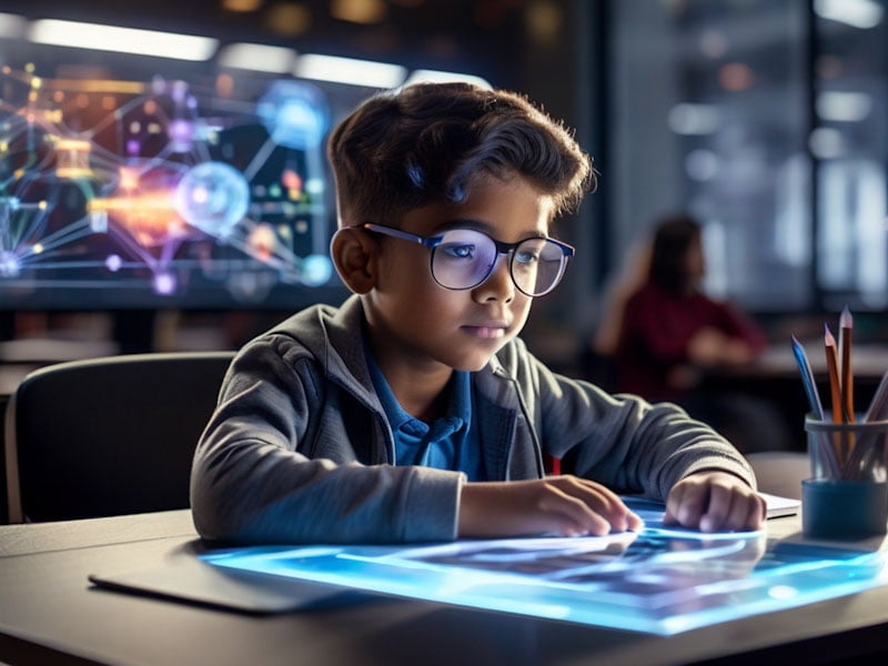 Boy Engrossed In Personalised Learning